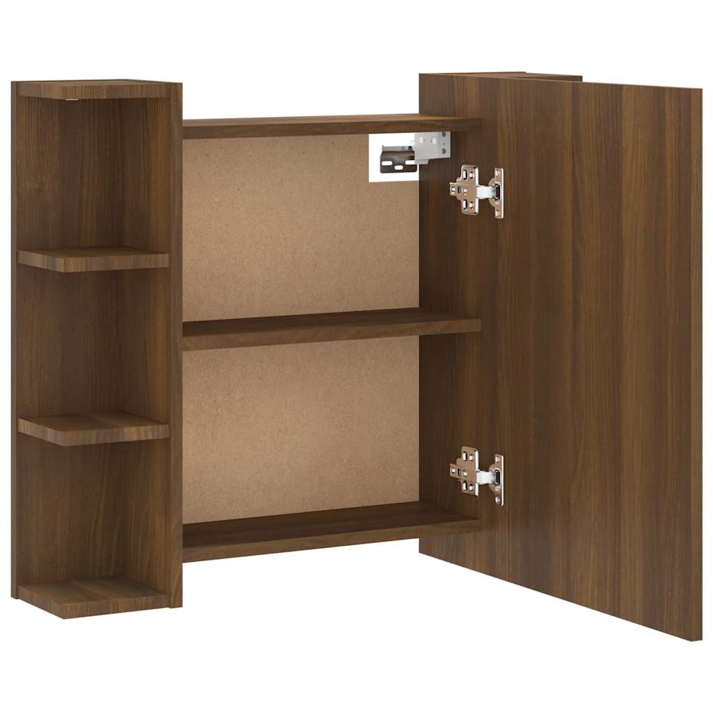 Mirror Cabinet with LED Brown Oak 70x16,5x60 cm