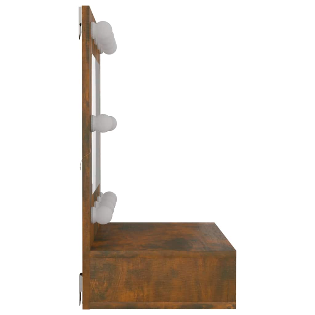 Mirror Cabinet with LED Smoked Oak 60x31,5x62 cm