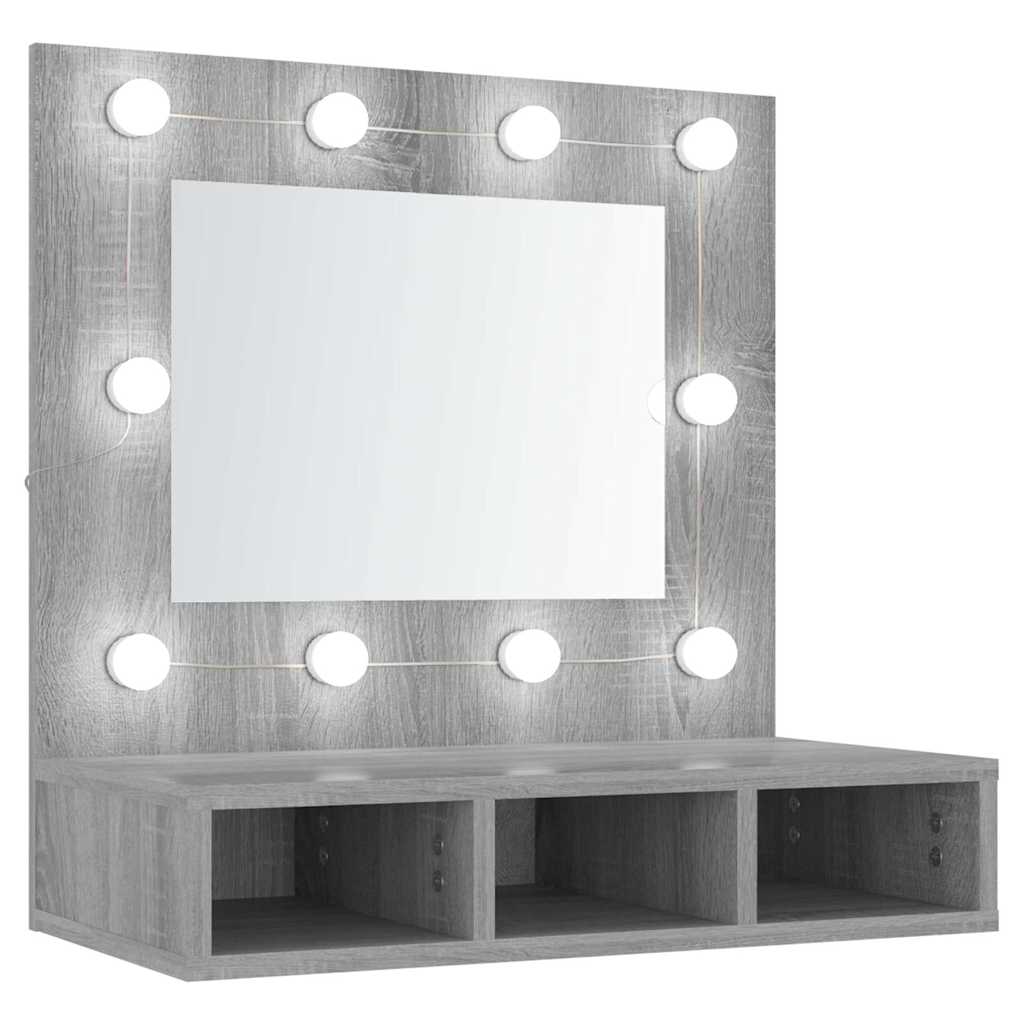 Mirror Cabinet with LED Grey Sonoma 60x31,5x62 cm