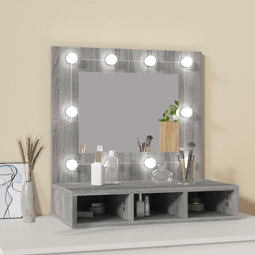 Mirror Cabinet with LED Grey Sonoma 60x31,5x62 cm