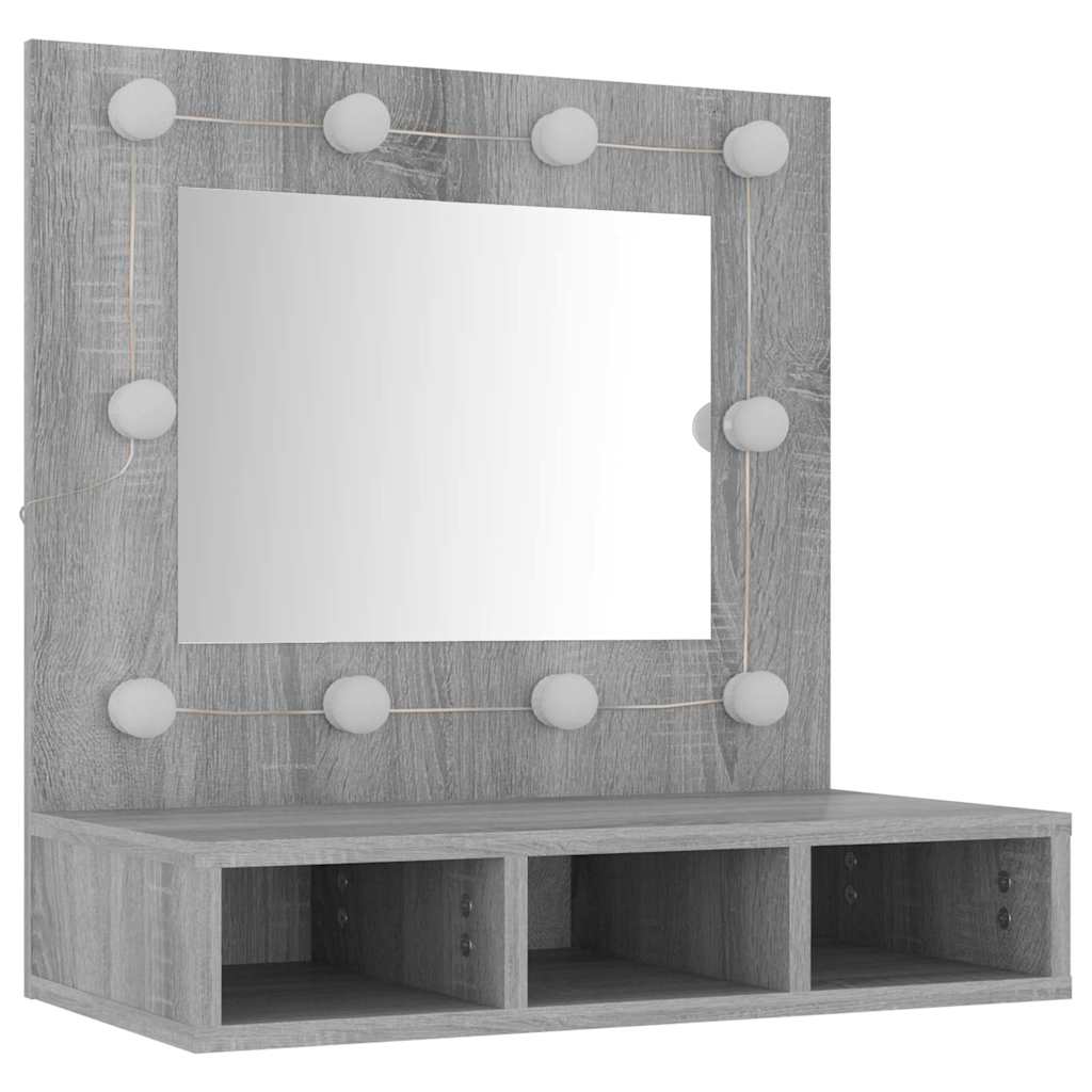 Mirror Cabinet with LED Grey Sonoma 60x31,5x62 cm