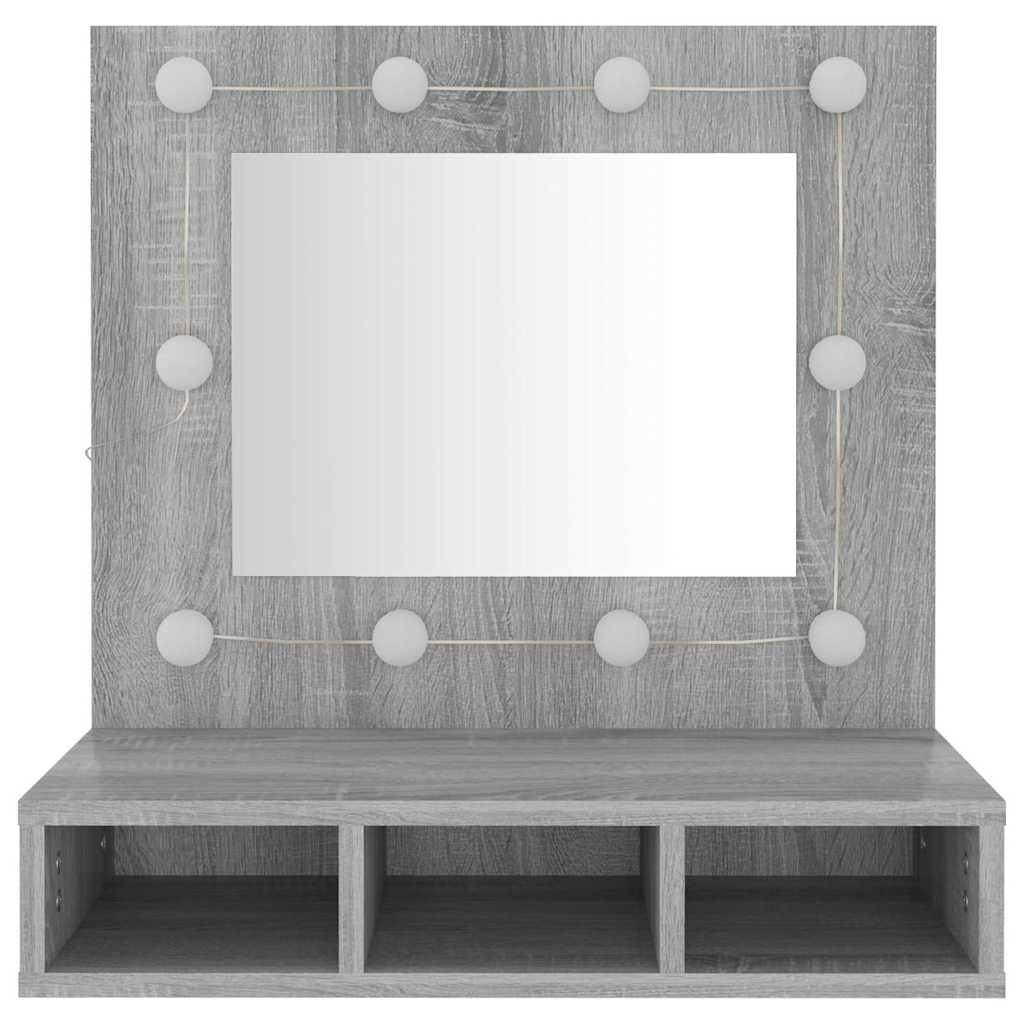 Mirror Cabinet with LED Grey Sonoma 60x31,5x62 cm