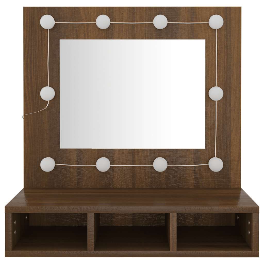 Mirror Cabinet with LED Brown Oak 60x31,5x62 cm