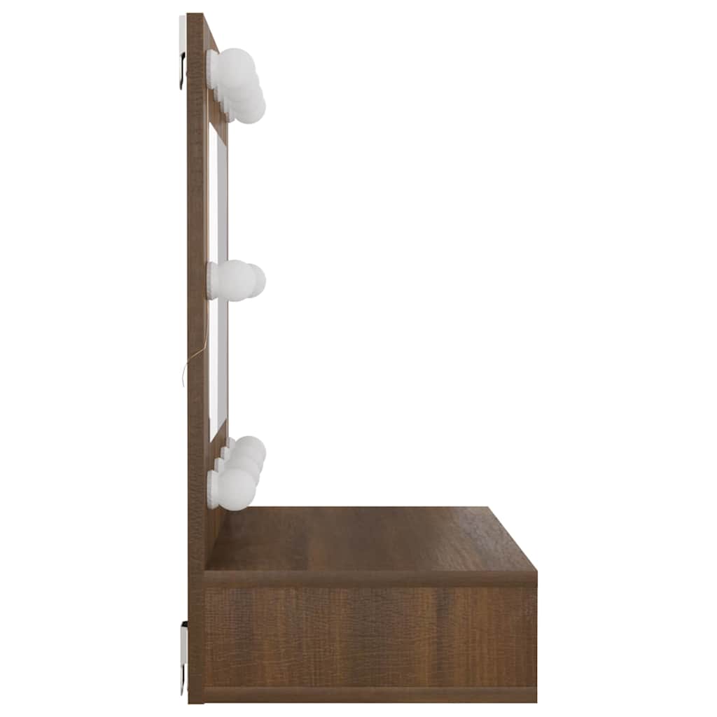 Mirror Cabinet with LED Brown Oak 60x31,5x62 cm