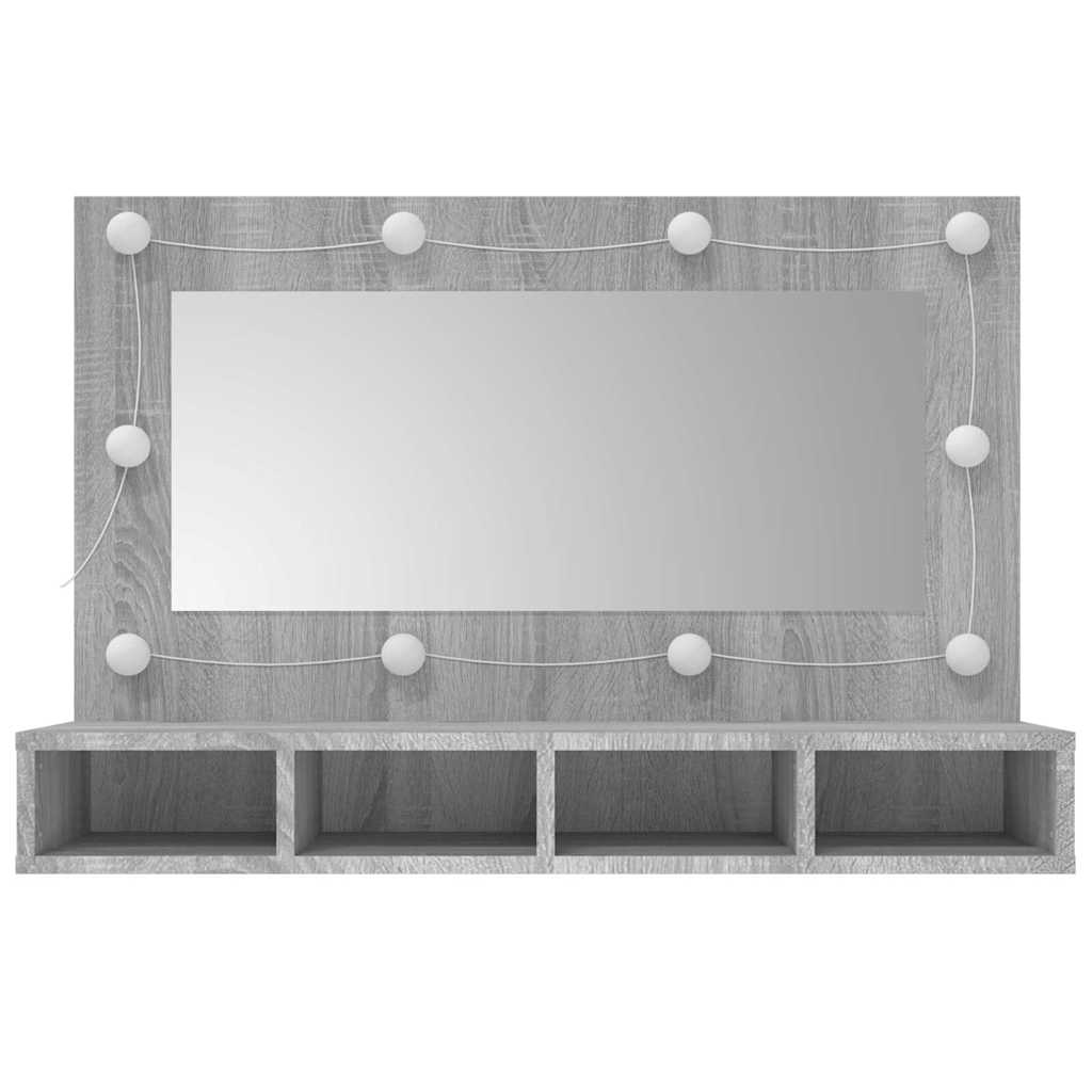 Mirror Cabinet with LED Grey Sonoma 90x31,5x62 cm