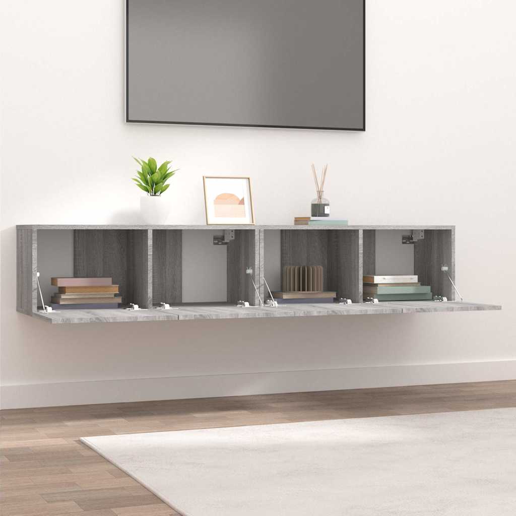 2 Piece TV Cabinet Set Grey Sonoma 80x30x30 cm Engineered Wood