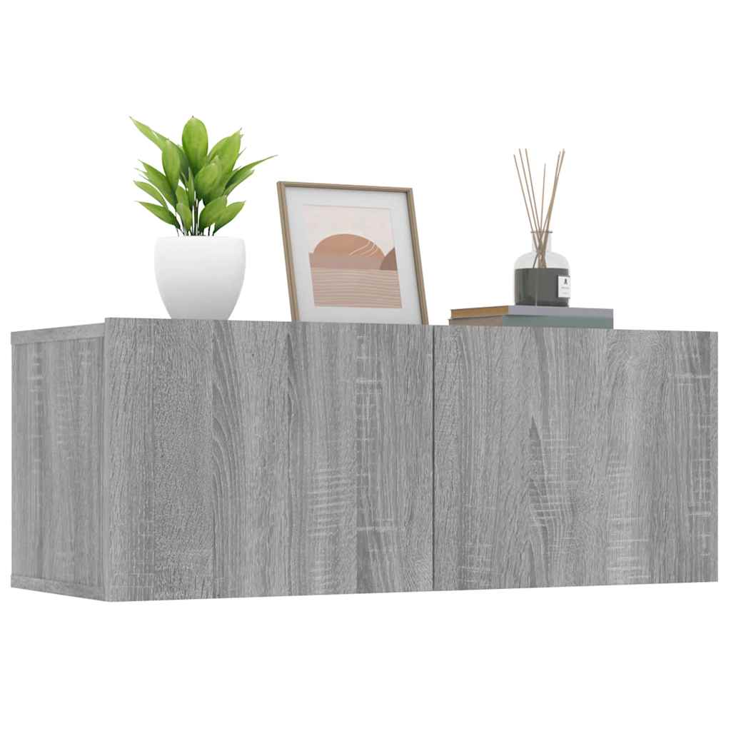 2 Piece TV Cabinet Set Grey Sonoma 80x30x30 cm Engineered Wood