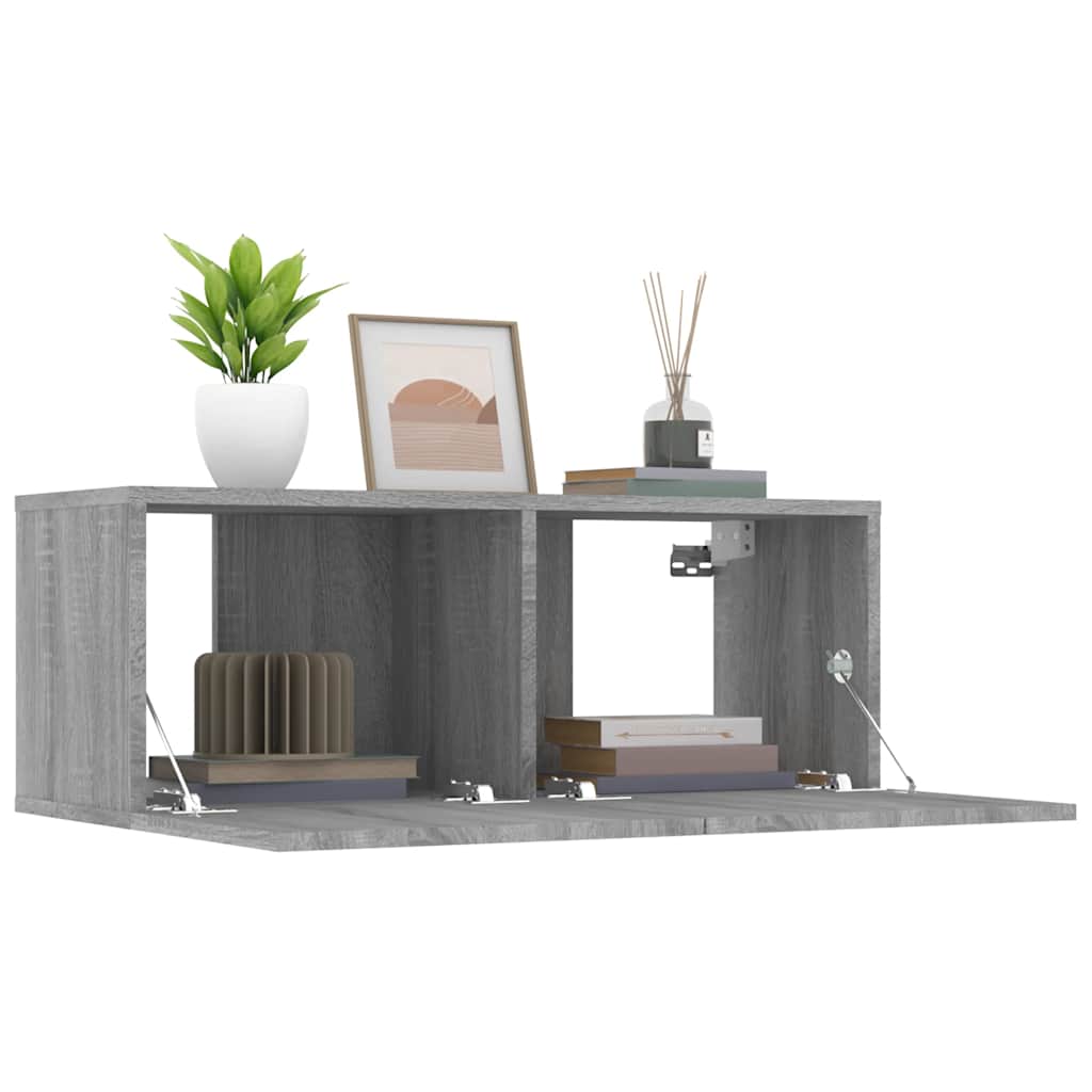 2 Piece TV Cabinet Set Grey Sonoma 80x30x30 cm Engineered Wood