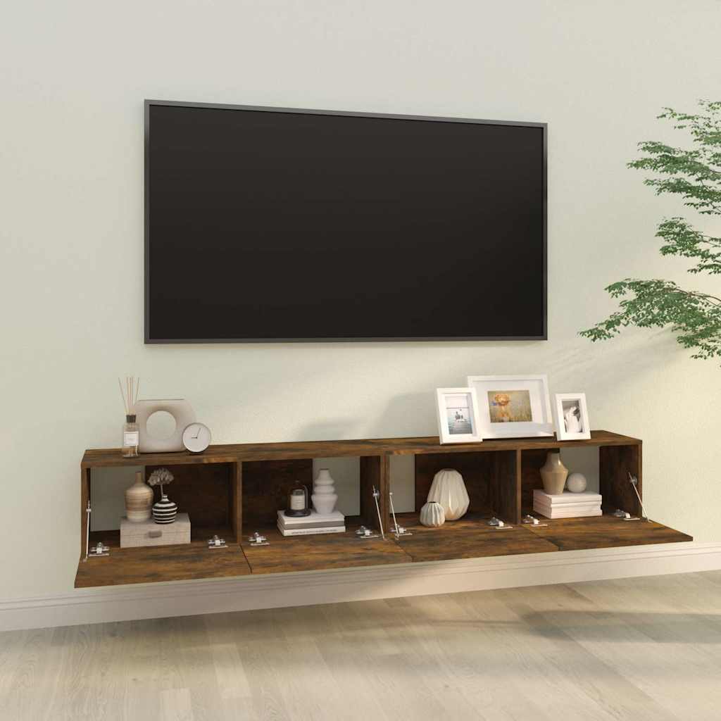 2 Piece Wall-mounted TV Cabinet Set Smoked Oak 100x30x30 cm Engineered Wood