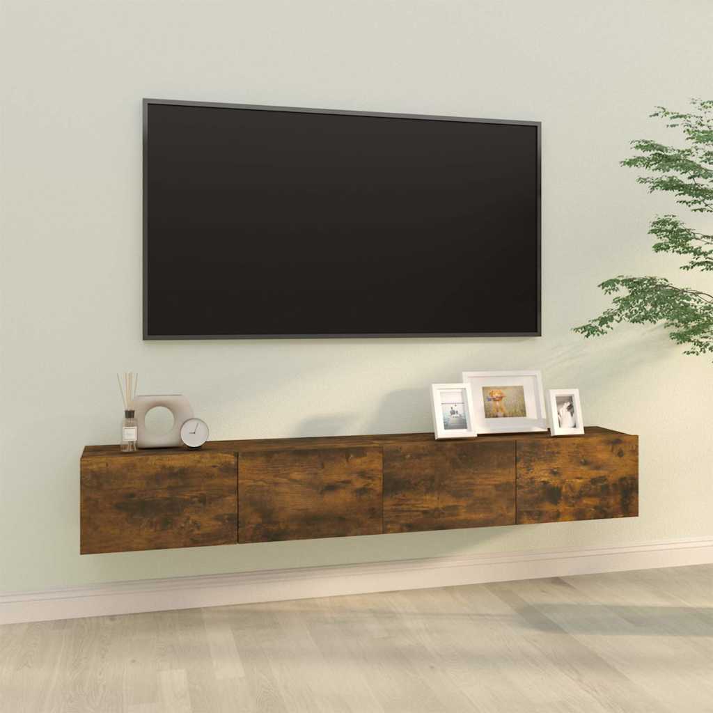2 Piece Wall-mounted TV Cabinet Set Smoked Oak 100x30x30 cm Engineered Wood