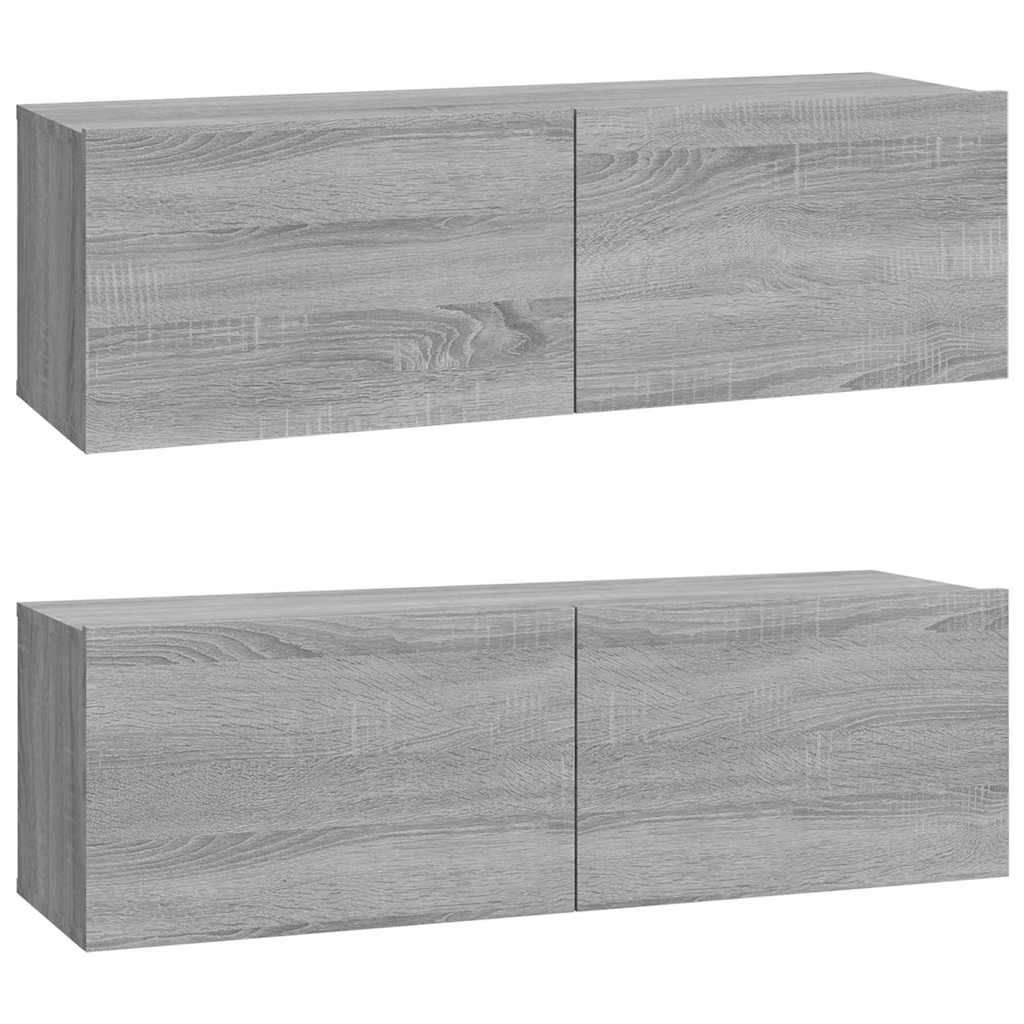 2 Piece Wall-mounted TV Cabinet Set Grey Sonoma 100x30x30 cm Engineered Wood
