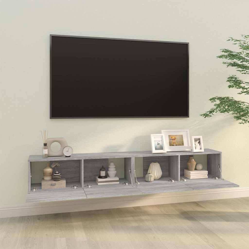 2 Piece Wall-mounted TV Cabinet Set Grey Sonoma 100x30x30 cm Engineered Wood