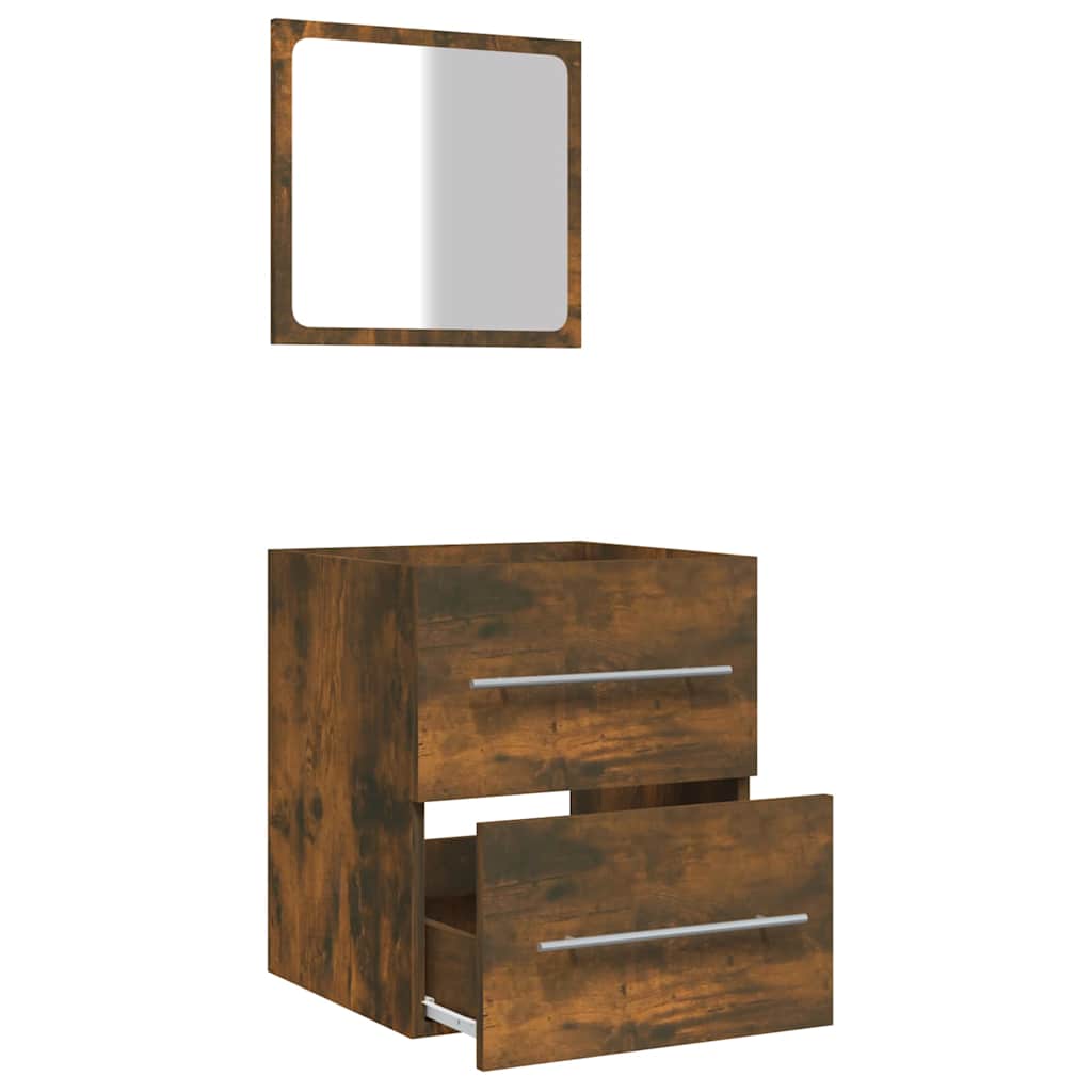 Bathroom Cabinet with Mirror Smoked Oak 41x38,5x48 cm