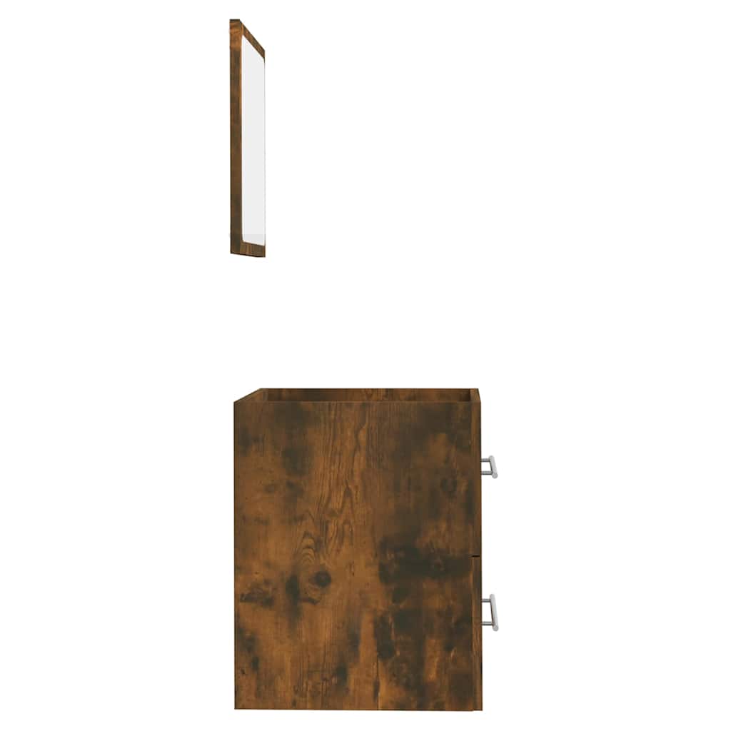 Bathroom Cabinet with Mirror Smoked Oak 41x38,5x48 cm