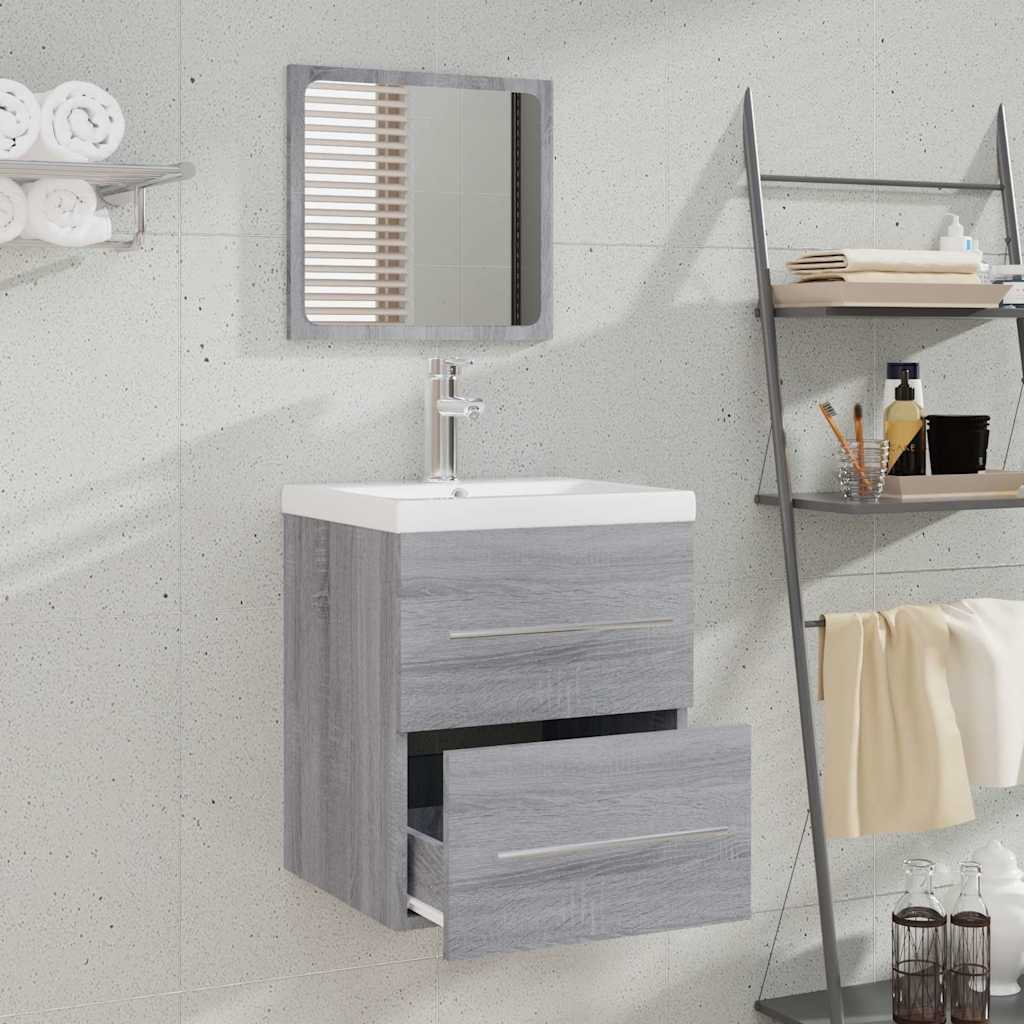 Bathroom Cabinet with Mirror Grey Sonoma 41x38,5x48 cm