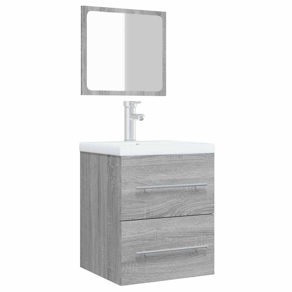 Bathroom Cabinet with Mirror Grey Sonoma 41x38,5x48 cm