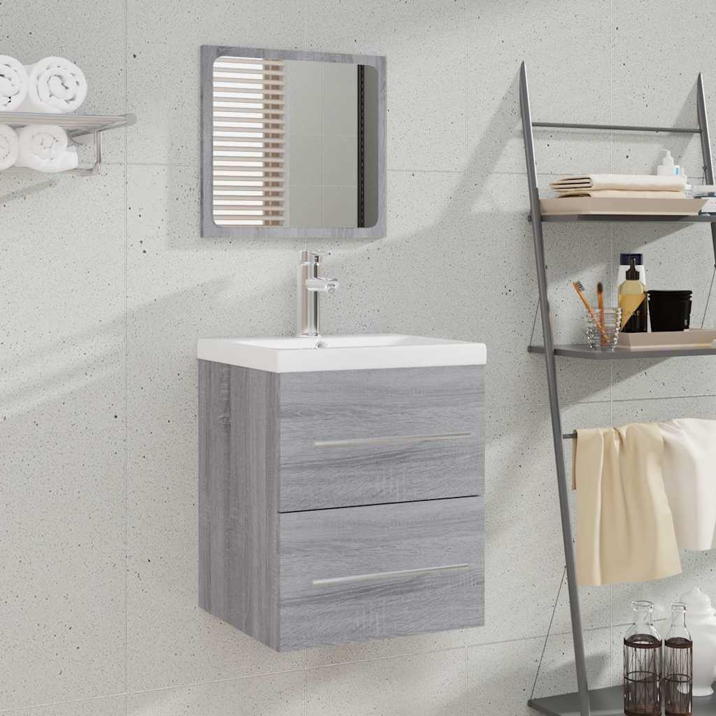 Bathroom Cabinet with Mirror Grey Sonoma 41x38,5x48 cm