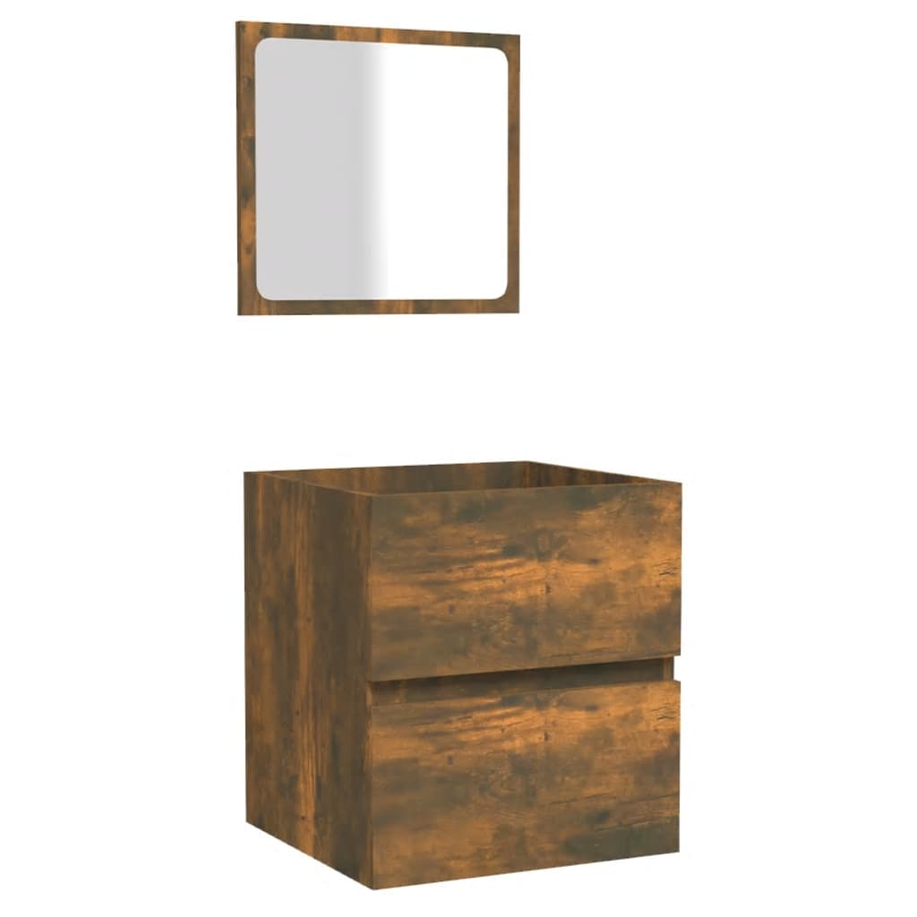 vidaXL Bathroom Cabinet with Mirror Smoked Oak Engineered Wood