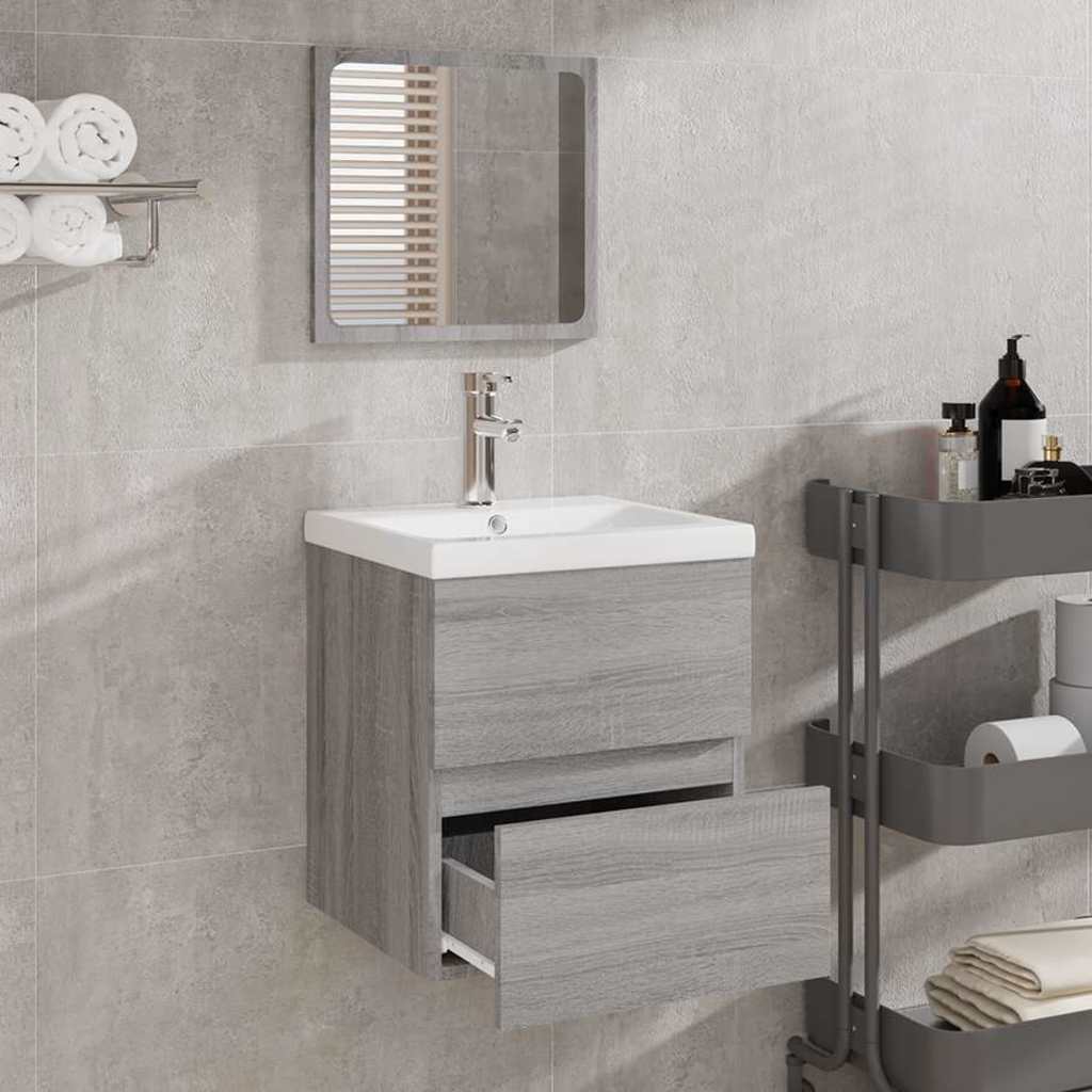 Bathroom Cabinet with Mirror Grey Sonoma Engineered Wood
