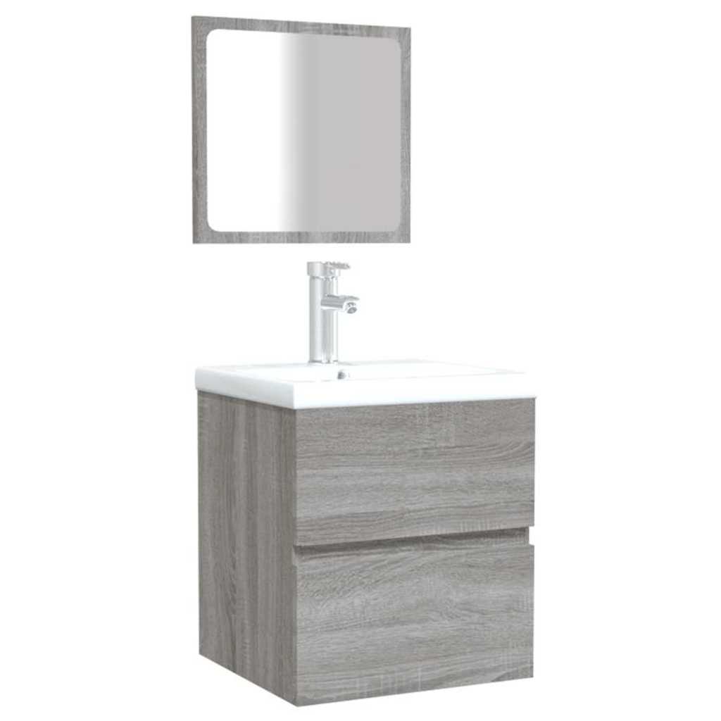 Bathroom Cabinet with Mirror Grey Sonoma Engineered Wood