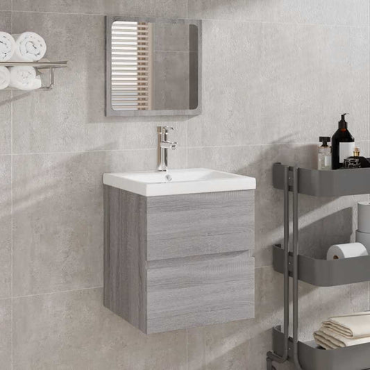 Bathroom Cabinet with Mirror Grey Sonoma Engineered Wood