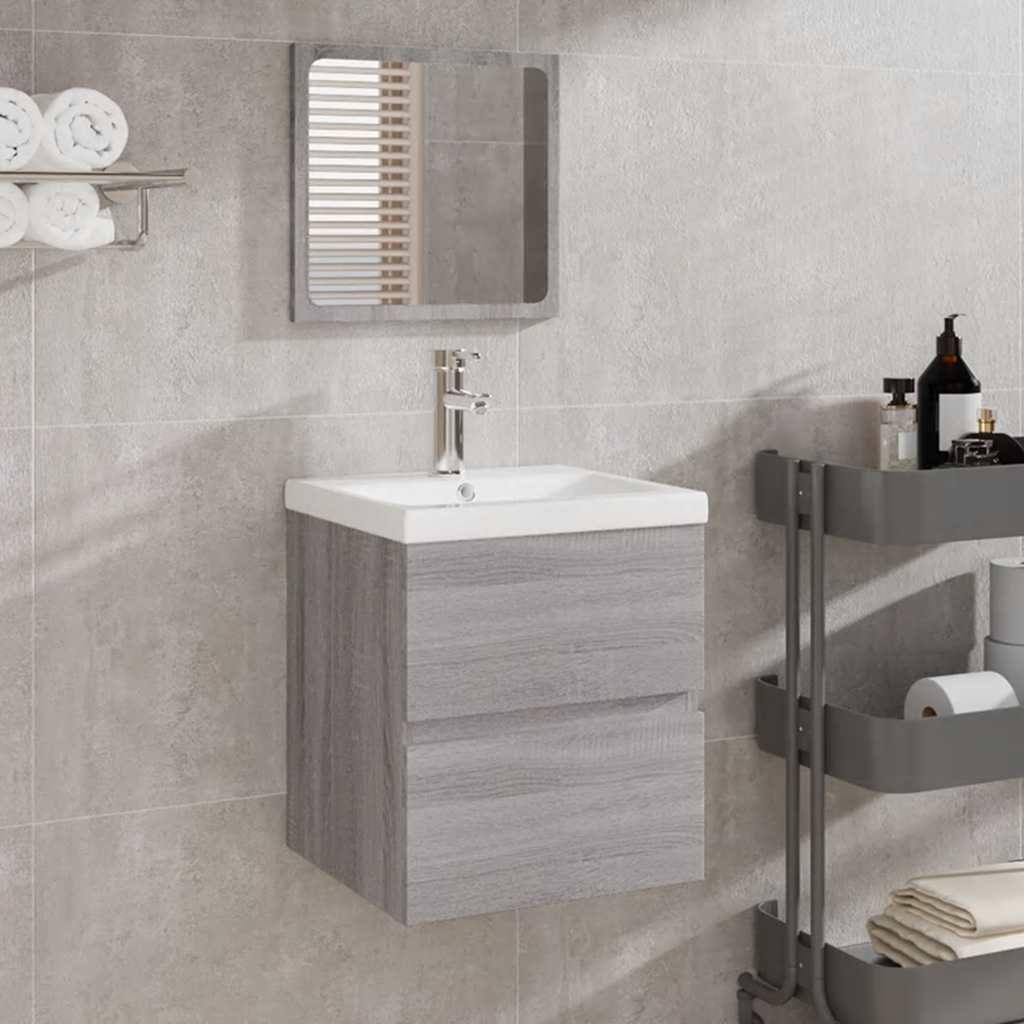 Bathroom Cabinet with Mirror Grey Sonoma Engineered Wood
