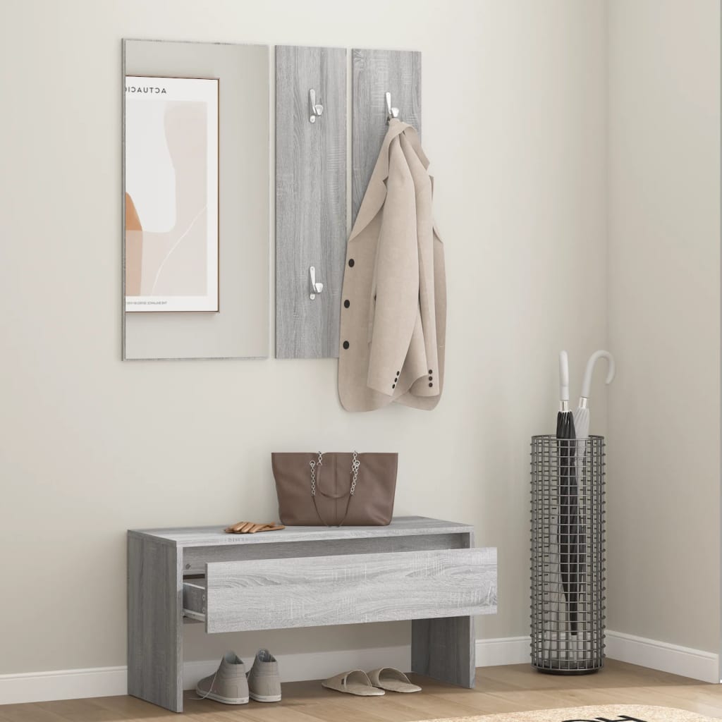 Ensemble de meubles d'entrée en bois d'ingénierie Sonoma gris