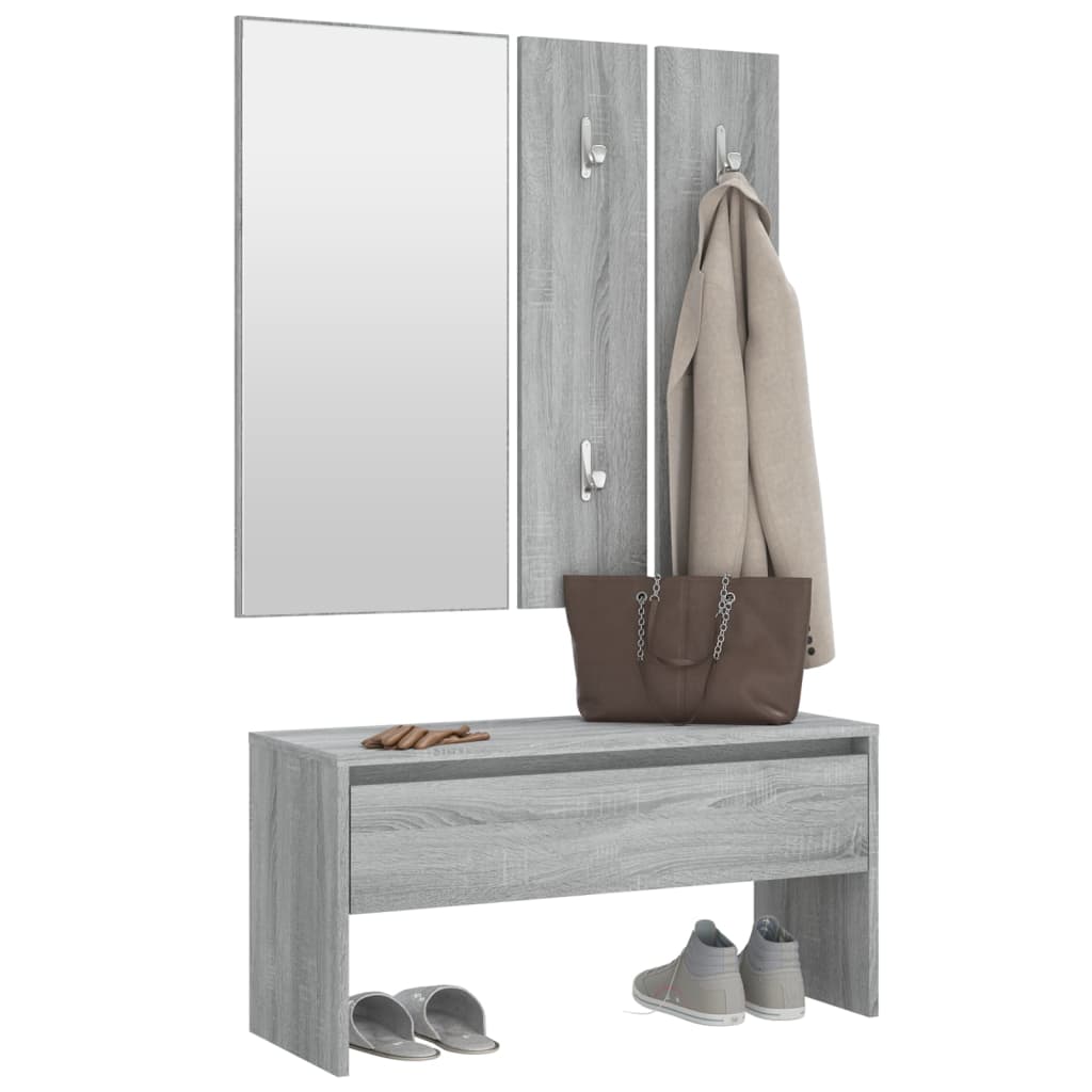 Ensemble de meubles d'entrée en bois d'ingénierie Sonoma gris