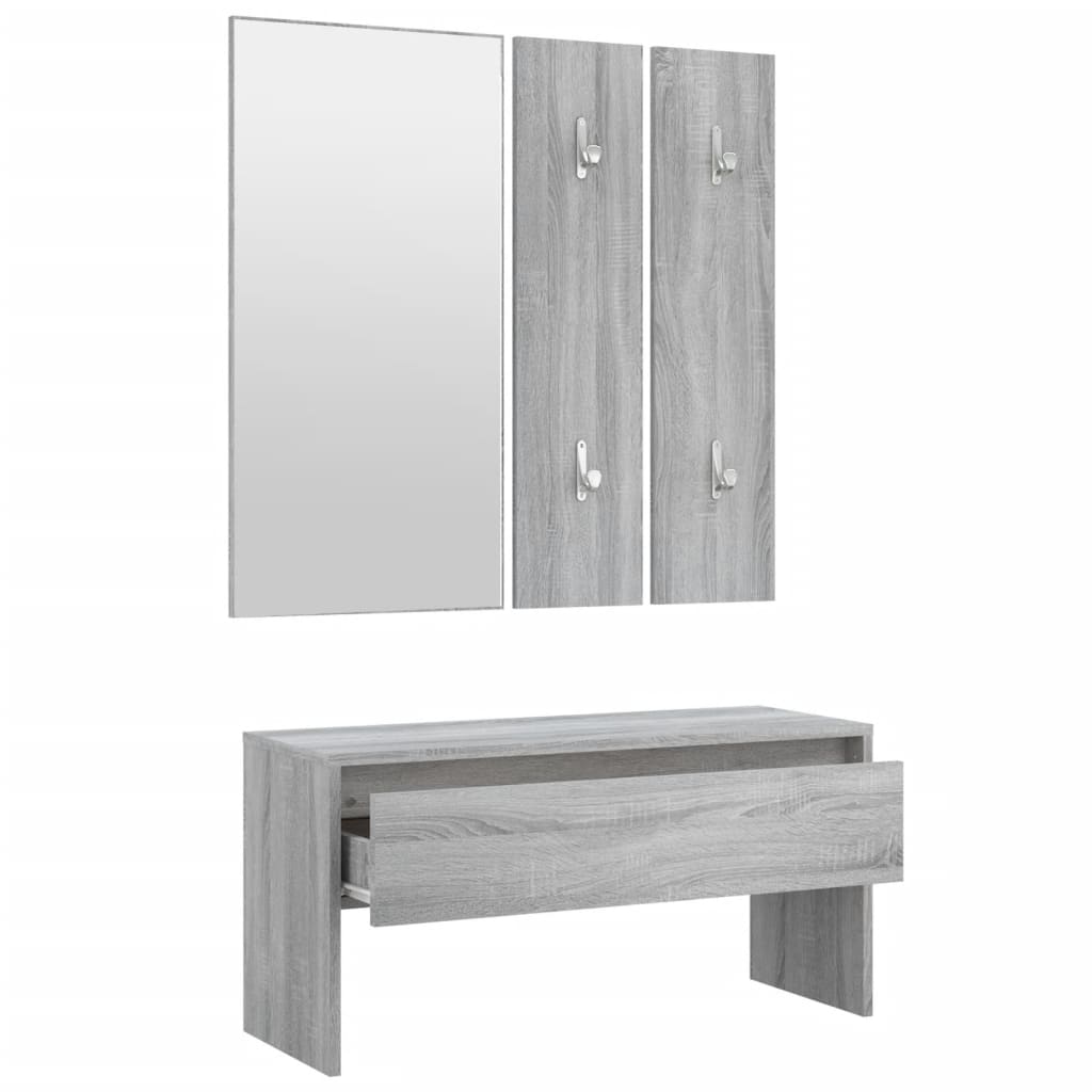 Ensemble de meubles d'entrée en bois d'ingénierie Sonoma gris