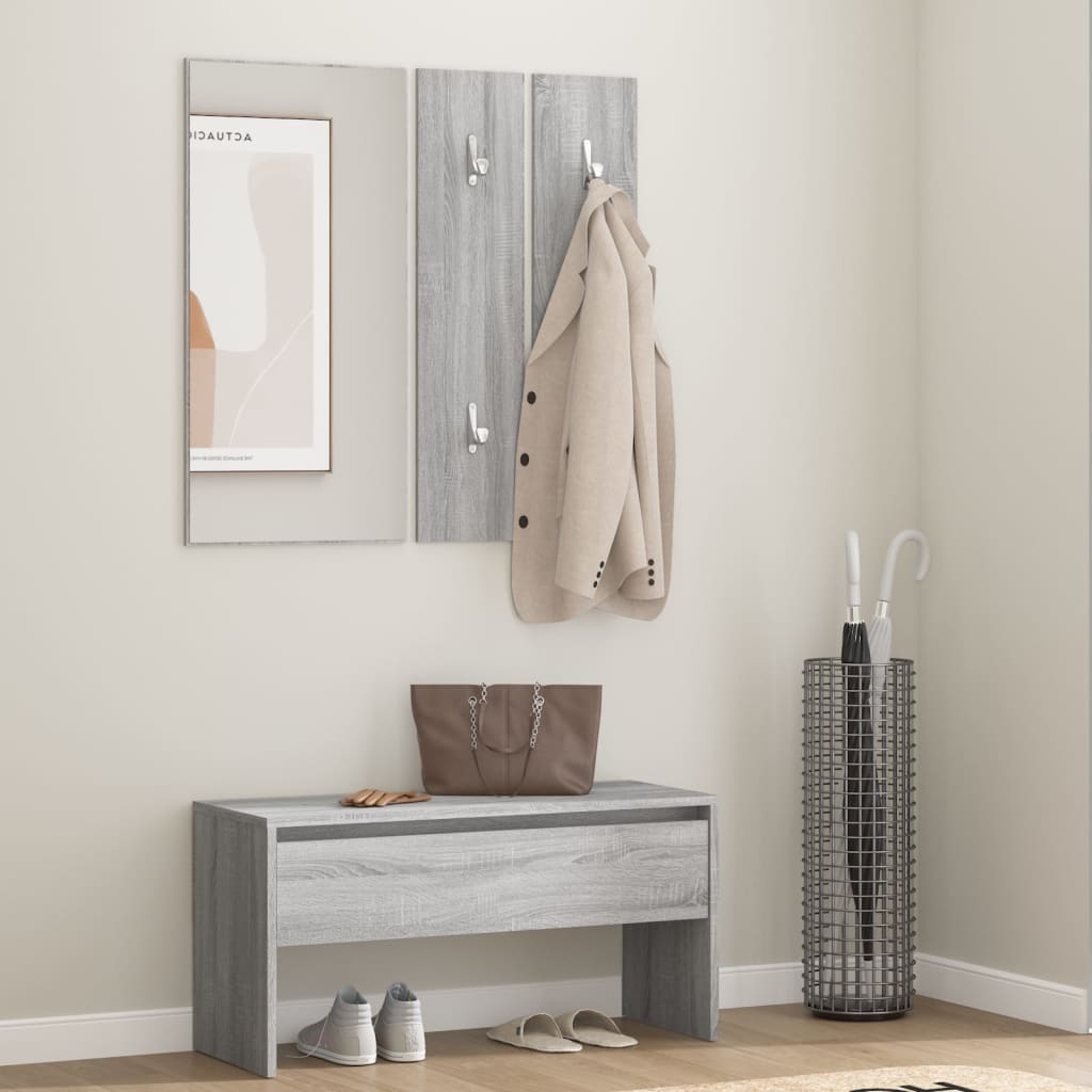 Ensemble de meubles d'entrée en bois d'ingénierie Sonoma gris