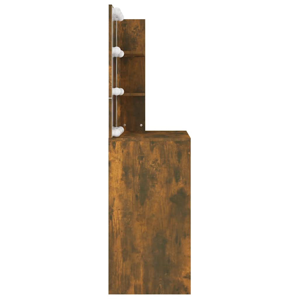 Dressing Table with LED Brown Oak 74.5x40x141 cm