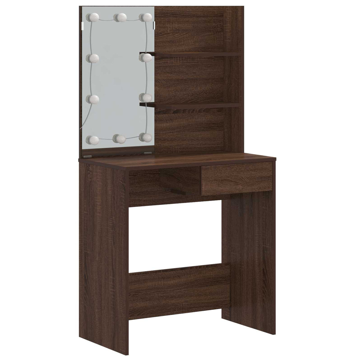 Dressing Table with LED Brown Oak 74,5x40x141 cm