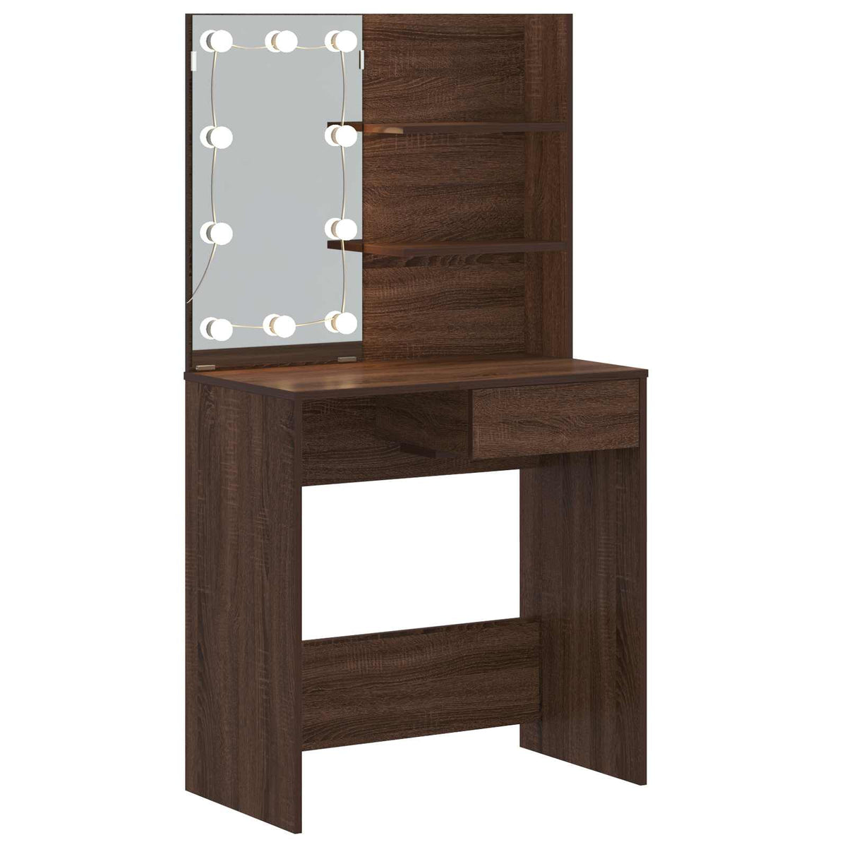 Dressing Table with LED Brown Oak 74,5x40x141 cm