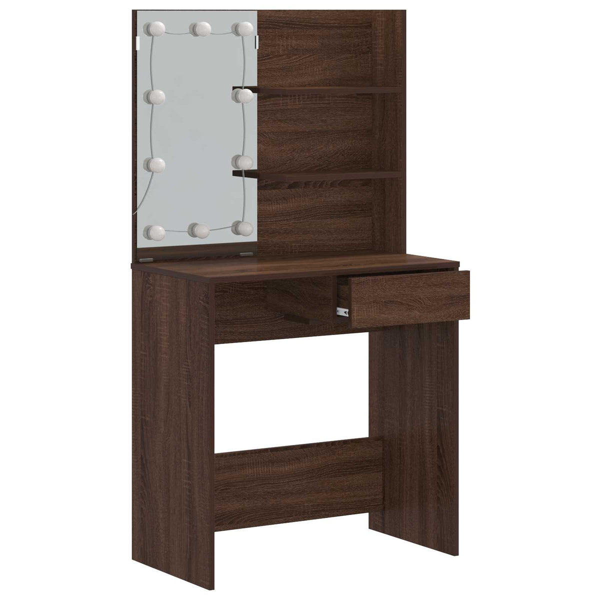 Dressing Table with LED Brown Oak 74,5x40x141 cm