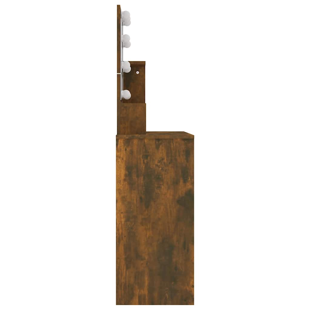 Dressing Table with LED Smoked Oak 86,5x35x136 cm
