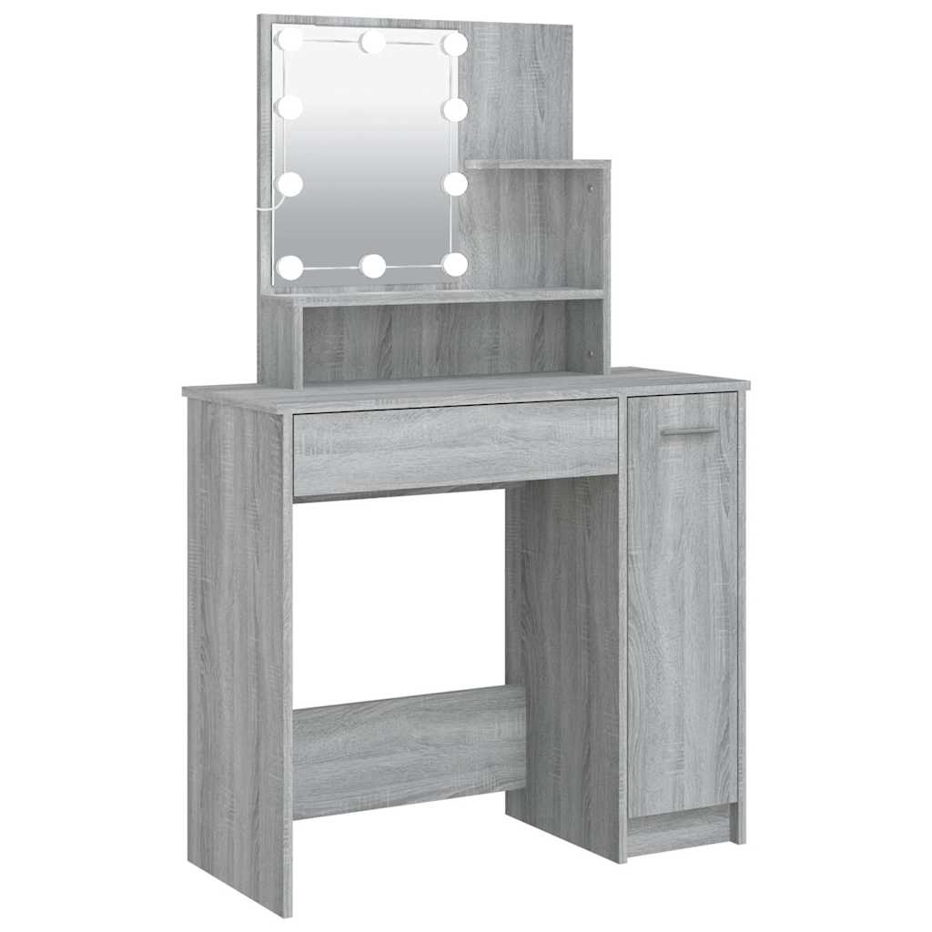 Dressing Table with LED Grey Sonoma 86,5x35x136 cm