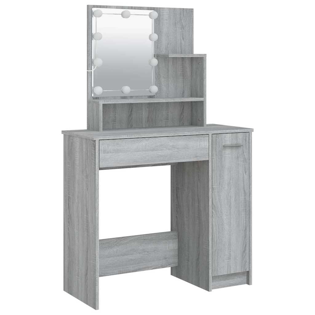 Dressing Table with LED Grey Sonoma 86,5x35x136 cm