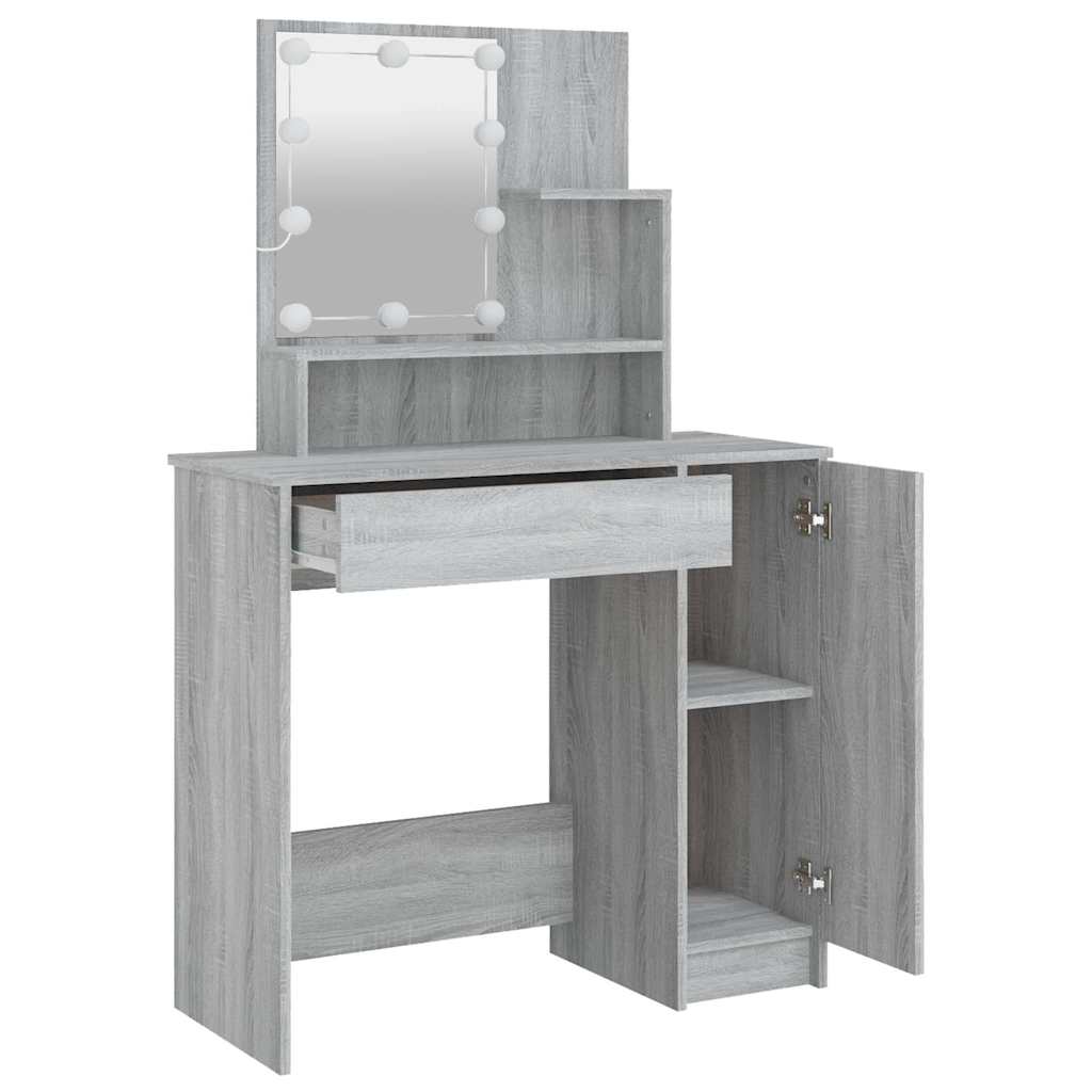 Dressing Table with LED Grey Sonoma 86,5x35x136 cm