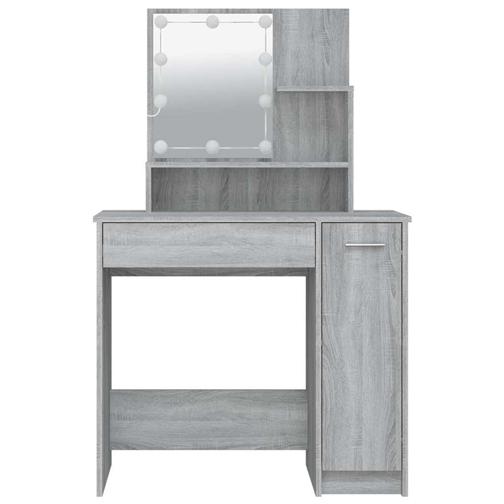 Dressing Table with LED Grey Sonoma 86,5x35x136 cm