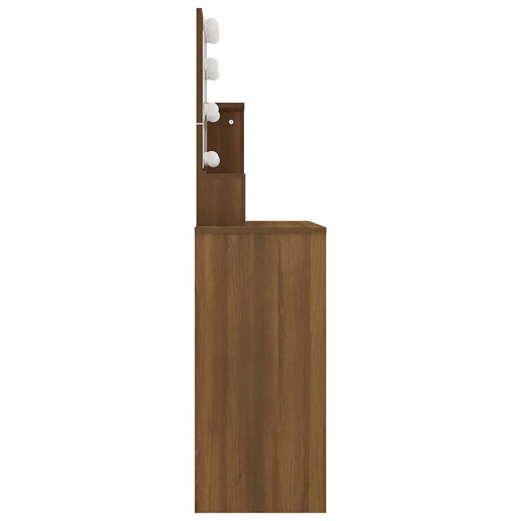 Dressing Table with LED Brown Oak 86,5x35x136 cm