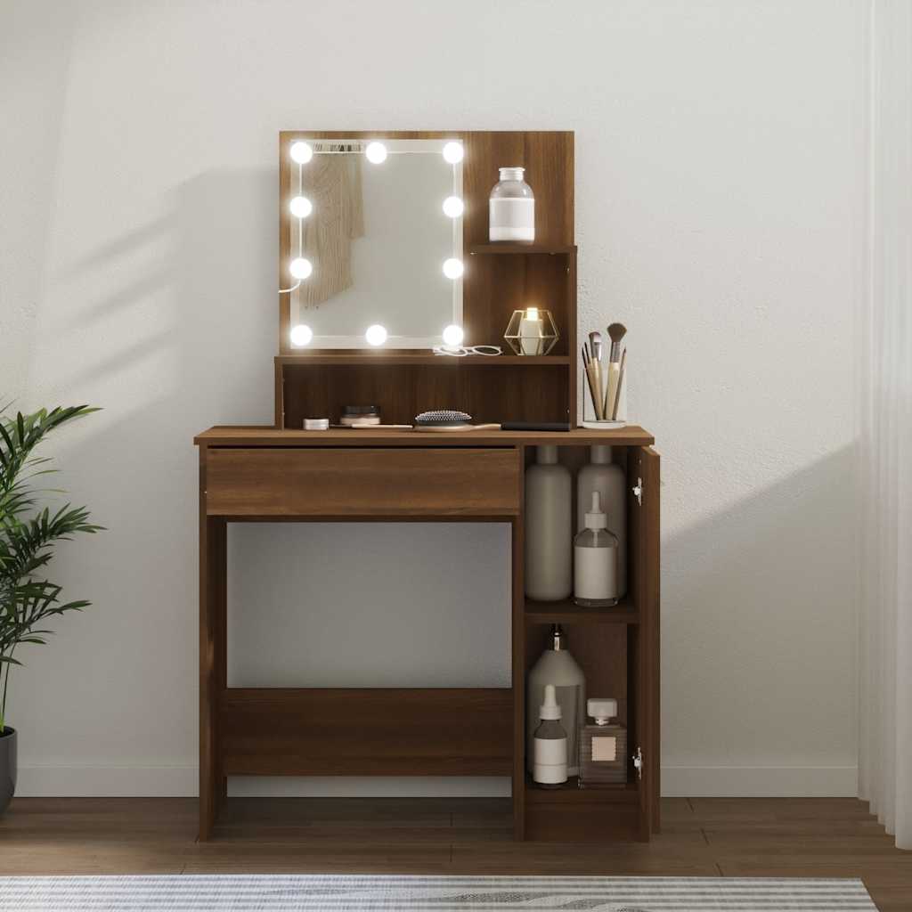 Dressing Table | Brown Oak | Engineered Wood | 86.5x35x136 cm