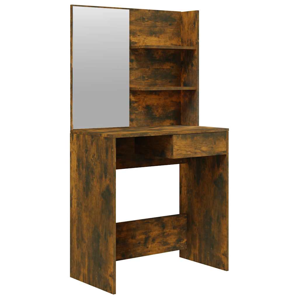 Dressing Table with Mirror Smoked Oak 74,5x40x141 cm