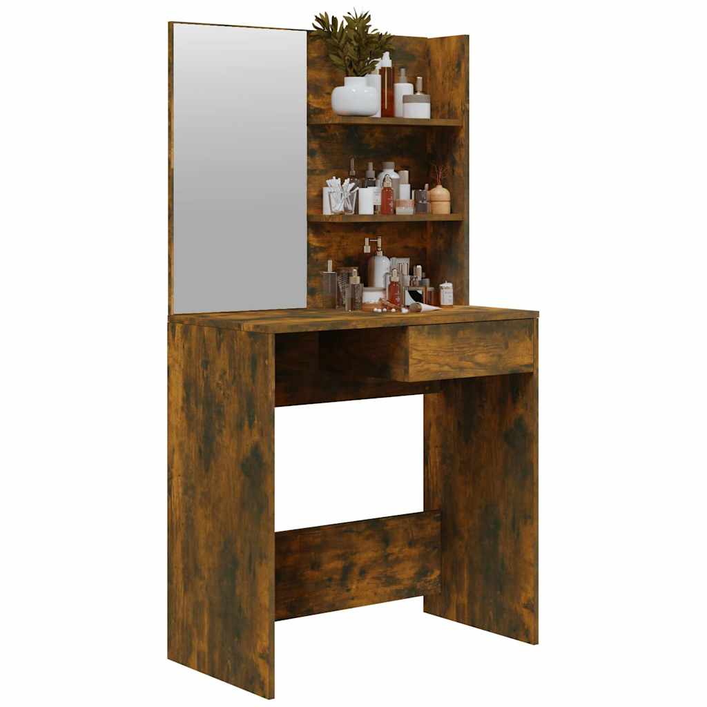 Dressing Table with Mirror Smoked Oak 74,5x40x141 cm