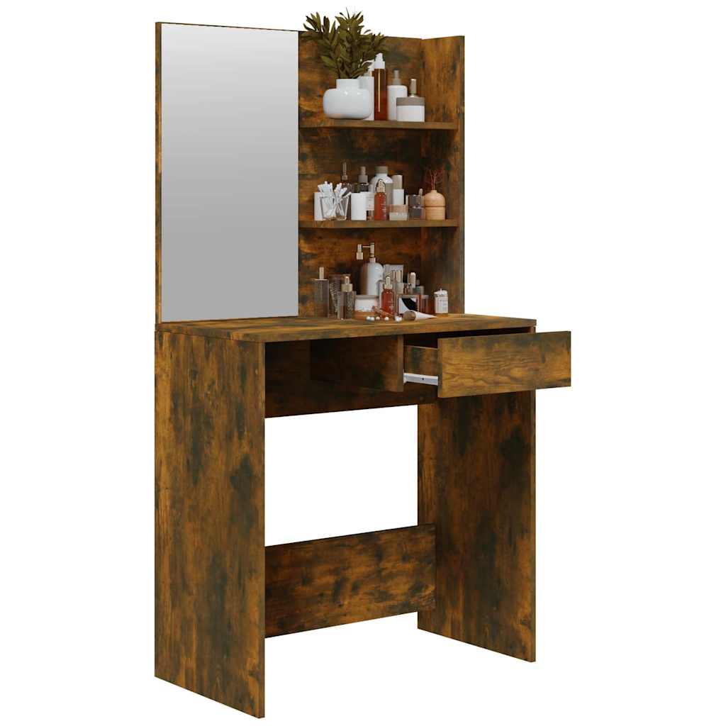 Dressing Table with Mirror Smoked Oak 74,5x40x141 cm