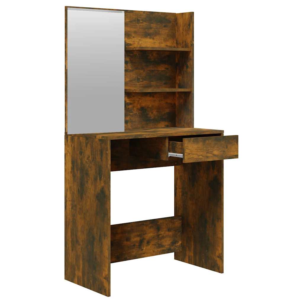 Dressing Table with Mirror Smoked Oak 74,5x40x141 cm