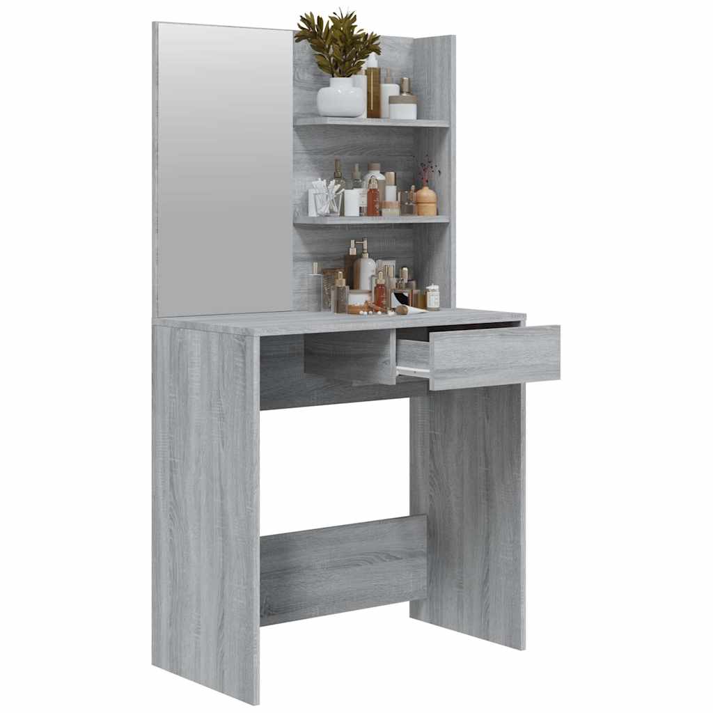 Dressing Table with Mirror Grey Sonoma 74,5x40x141 cm