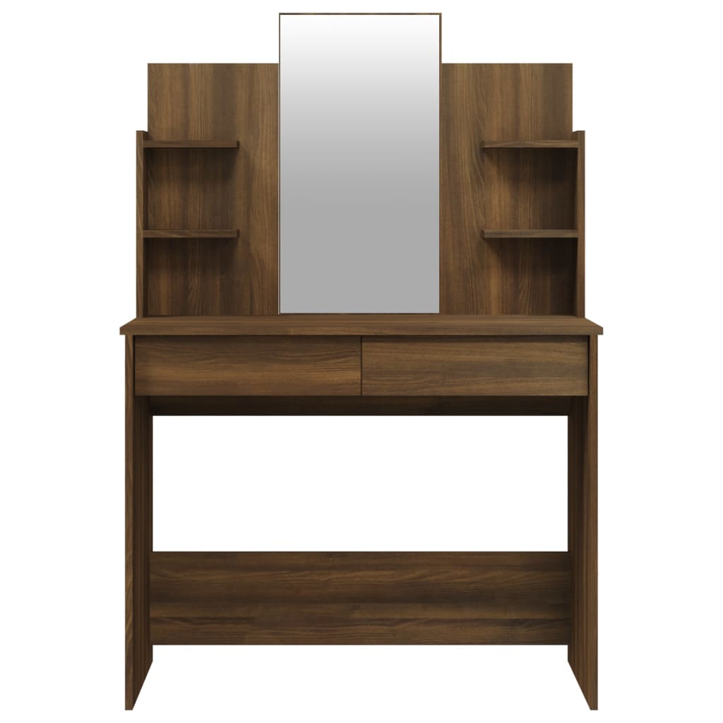 vidaXL Dressing Table with Mirror Brown Oak 96x40x142 cm