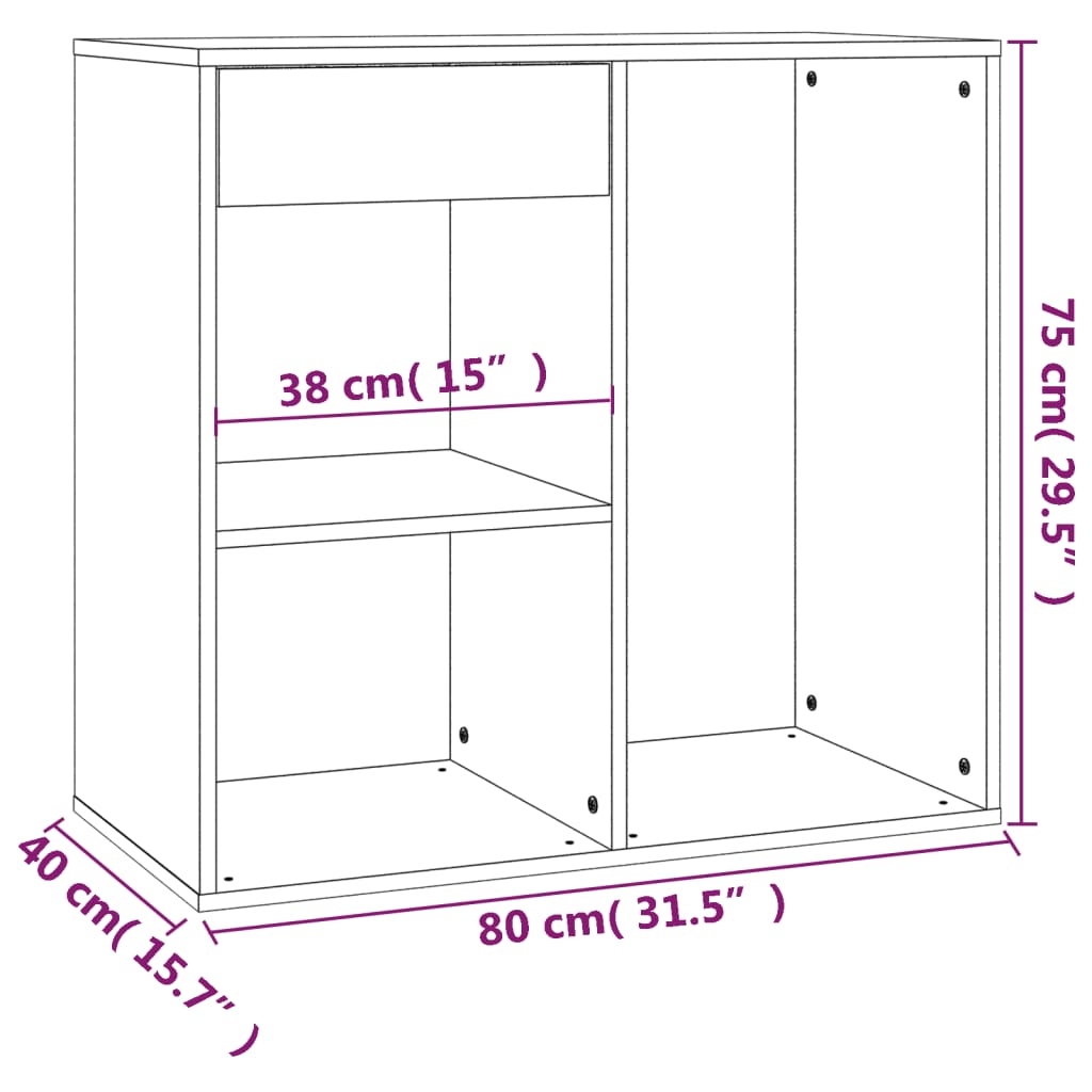 vidaXL Cosmetic Cabinet Brown Oak 80x40x75 cm Engineered Wood