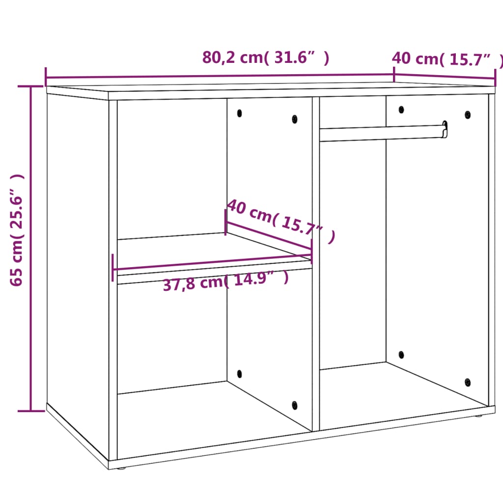 Dressing Cabinet Brown Oak 80x40x65 cm Engineered Wood