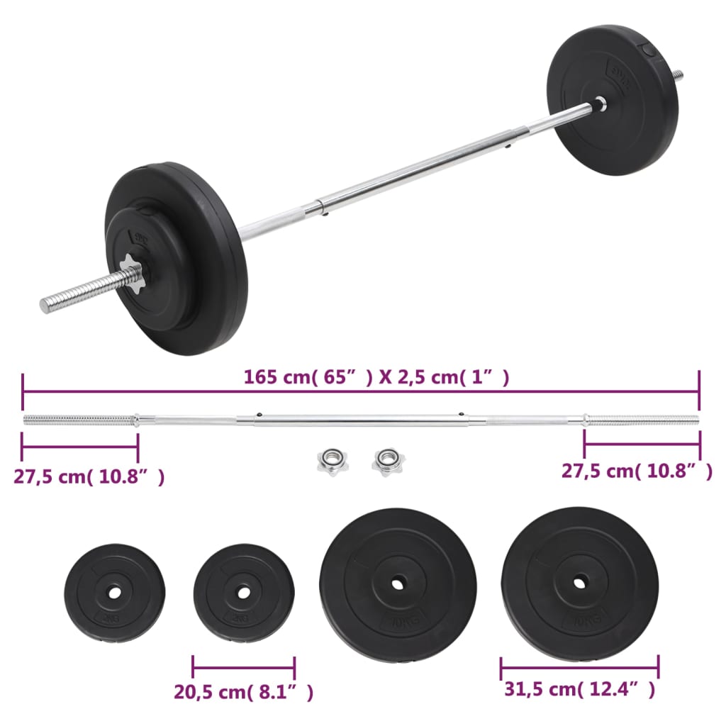 vidaXL Barbell with Plates Set 30 kg